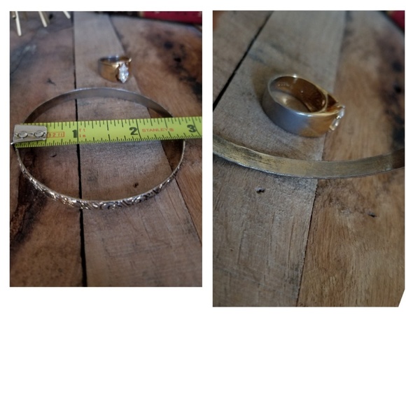 Vintage Marquis Solitaire 8K Gold Ring Set - Picture 3 of 5